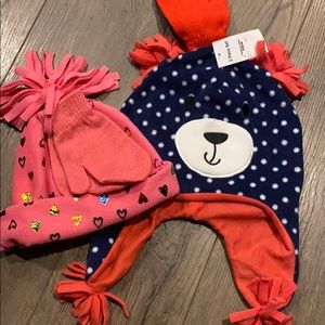 NWT toddler girl hat mittens set bundle